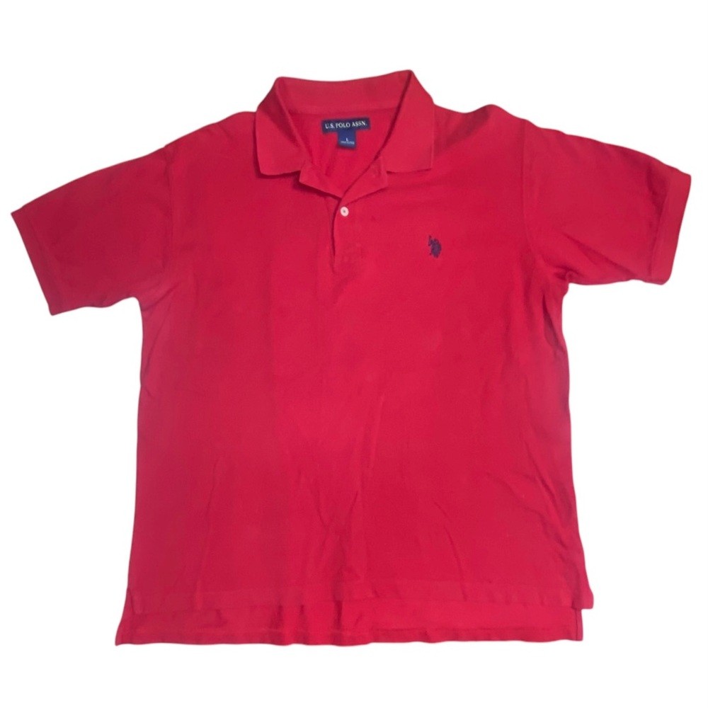 US Polo Assn Red Collared‎ Polo Shirt Sz L Navy Blue Horse Logo